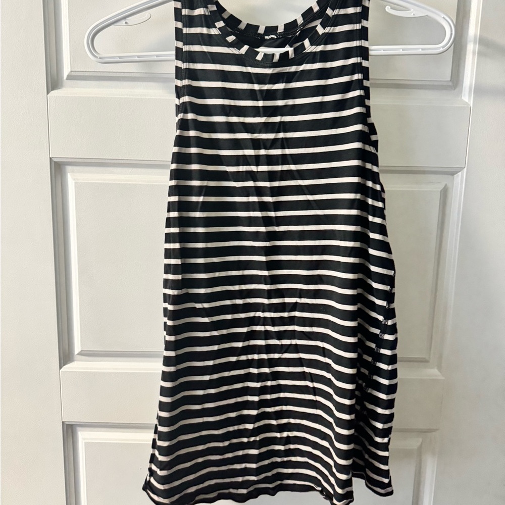 Lululemon Black and White Striped Sleeveless Top Open back